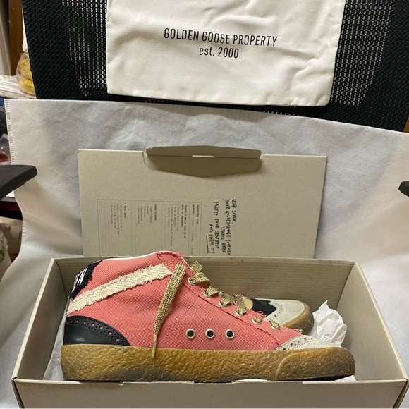 NIB Golden Goose Midstar Salmon Canvas & White Star Sneaker, 41 - Picture 16 of 16